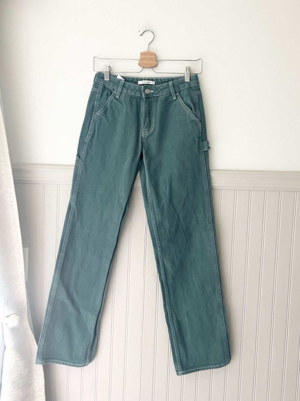 PacSun Women’s Teal Ocean Green Low Rise ’90s Carpenter Pants Size 24 Cargo